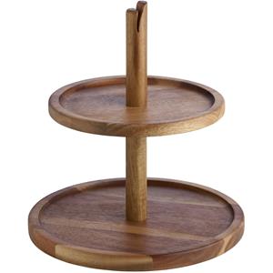 Vega Etagère Kara 2 verdiepingen; 25.4x27.1 cm (ØxH); acacia bruin
