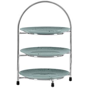 Vega Borden-etagère Athea incl. borden Alessia; 26 cm (H); zilver/turquoise; rond