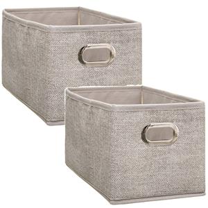 5five Opbergmand/kastmand - Set van 2x stuks - beige - linnen - 7 liter - 31 x 15 x 15 cm - Opbergbox - Va -