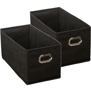 5five Opbergmand/kastmand - Set van 2x stuks - zwart - linnen - 7 liter - 31 x 15 x 15 cm - Opbergbox - Va -