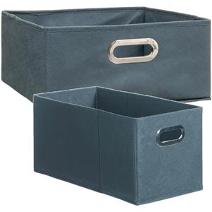 5five Set van 2x stuks opbergmanden/kastmanden 7 en 14 liter blauwgrijs van linnen 31 cm -