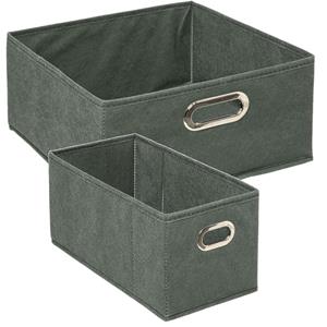 5five Set van 2x stuks opbergmanden/kastmanden 7 en 14 liter grijsgroen van linnen 31 cm -