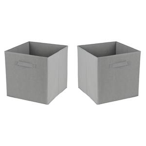 Urban Living Opbergmand/kastmand Square Box - 2x - karton/kunststof - 29 liter - grijs - 31 x 31 x 31 cm -