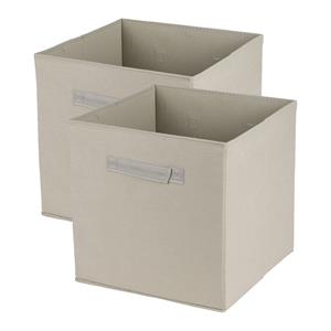 Urban Living Opbergmand/kastmand Square Box - 2x - karton/kunststof - 29 liter - naturel - 31 x 31 x 31 cm -