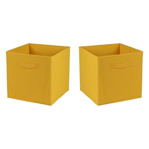 Urban Living Opbergmand/kastmand Square Box - 2x - karton/kunststof - 29 liter - oker geel - 31 x 31 x 31 cm -