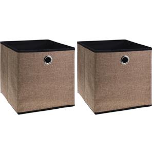 Storage Solutions Opbergmand/kastmand - 2x - bruin - karton/kunststof - 28 liter - 30 x 30 x 30 cm -