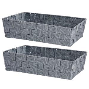 Kipit Set van 2x stuks kast/badkamer opbergmandjes zilvergrijs x 21 x 8,5 cm -