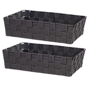 Kipit Set van 2x stuks kast/badkamer opbergmandjes zwart x 21 x 8,5 cm -
