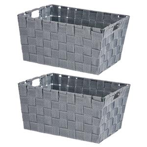 Kipit Set van 2x stuks kast/badkamer opbergmandjes zilvergrijs 30 x 20 x 14 cm -