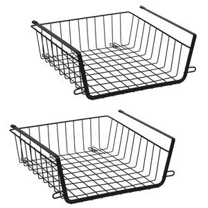 5five Hangmand voor kast - 2x - metaal - 31 x 31 x 12 cm - zwart - kastmandje - opbergers -