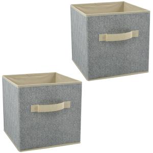 MSV Opbergmand/kastmand - 2x - 18 liter - grijs - 26 x 26 x 26 cm -