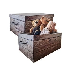 Merkloos Opbergmand/kist/doos - 2x - grijs - karton - 30 liter - 51 x x 24 cm - opvouwbaar -