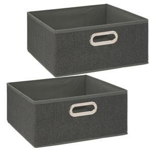 5five Set van 2x opbergmand/kastmand 14 liter donkergrijs linnen 31 x 31 x 15 cm -