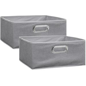 5five Set van 2x stuks opbergmand/kastmand 14 liter lichtgrijs linnen 31 x 31 x 15 cm -