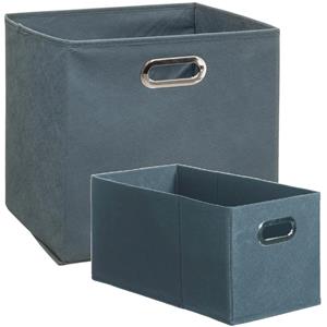 5five Set van 2x stuks opbergmanden/kastmanden 7 en 29 liter blauwgrijs van linnen 31 cm -
