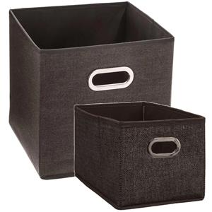 5five Set van 2x stuks opbergmanden/kastmanden 7 en 29 liter bruin van linnen 31 cm -