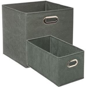 5five Set van 2x stuks opbergmanden/kastmanden 7 en 29 liter grijsgroen van linnen 31 cm -