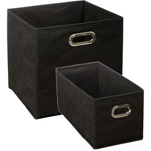 5five Set van 2x stuks opbergmanden/kastmanden 7 en 29 liter zwart van linnen 31 cm -