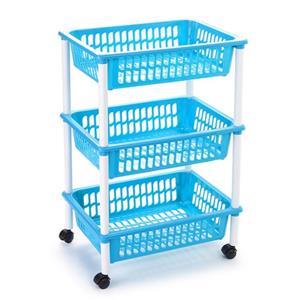 PlasticForte keukentrolley/badkamer - op wieltjes - 3-laags - blauw - kunststof - x 30 x 61,5 Cm -