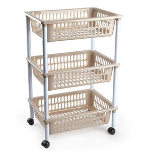 PlasticForte keukentrolley/badkamer - op wieltjes - 3-laags - lichtbruin - kunststof - x 30 x 61,5 Cm -