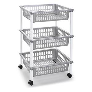 PlasticForte keukentrolley/badkamer - op wieltjes - 3-laags - zilver - kunststof - x 30 x 61,5 Cm -