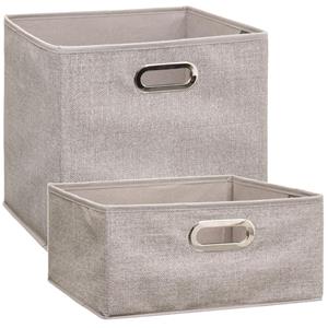 5five Set van 2x stuks opbergmanden/kastmanden 14 en 29 liter beige van linnen 31 cm -