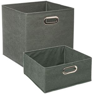 5five Set van 2x stuks opbergmanden/kastmanden 14 en 29 liter grijsgroen van linnen 31 cm -