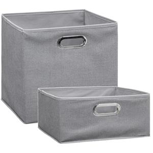 5five Set van 2x stuks opbergmanden/kastmanden 14 en 29 liter lichtgrijs van linnen 31 cm -