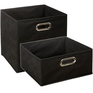 5five Set van 2x stuks opbergmanden/kastmanden 14 en 29 liter zwart van linnen 31 cm -