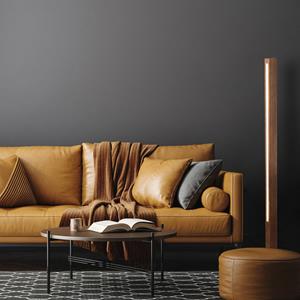 TK Lighting LED houten vloerlamp Teo, walnoot, 120 cm, touchdimmer