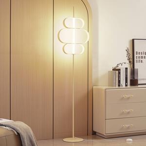 LUCANDE LED vloerlamp Audrina, beige, metaal, dimbaar