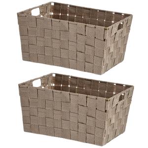 Kipit Set van 2x stuks kast/badkamer opbergmandjes beige 30 x 20 x 14 cm -