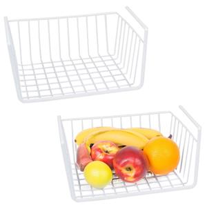 Gerimport Kastmand - 2x - wit - metaal - 30 x 25,5 x 14 cm - opberg hangmand -
