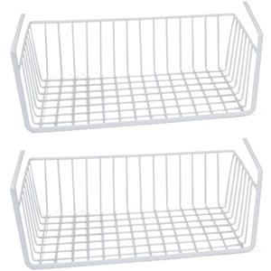Gerimport 2x Stuks opberg/opruim hangmandje/kastmandje wit 30 cm van ijzer -