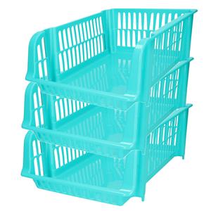PlasticForte Stapelbare opbergmand - 3x - Blauw - 16 liter - kunststof - x 28 x 15 cm -