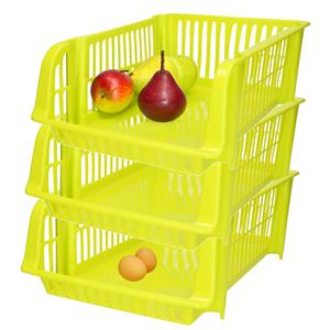 PlasticForte Stapelbare opbergmand - 3x - Groen - 16 liter - kunststof - x 28 x 15 cm -