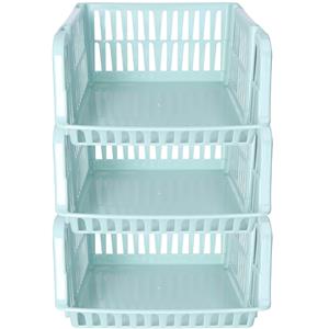 PlasticForte Stapelbare opbergmand - 3x - Mintgroen - 16 liter - kunststof - x 28 x 15 cm -