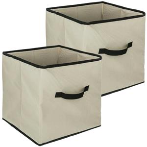 5five Opbergmand/kastmandje - 2x - Beige - 31 x 31 x 31 cm - 29 liter - Vakkenkast manden - Stof -