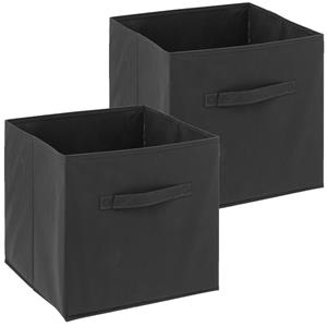 5five Opbergmand/kastmandje - 2x - Donkergrijs - 31 x 31 x 31 cm - 29 liter - Vakkenkast manden - Stof -