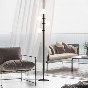 Mantra Iluminación Kelder vloerlamp, ijzer, zwart, glas, wit, 4-lamps