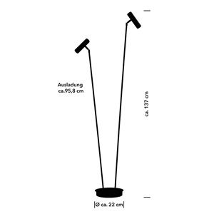 HELL Tom Pro LED vloerlamp, zwart, 2-lamps, CCT, dimmer