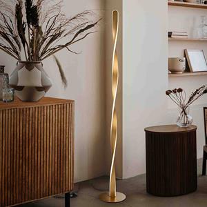 Schuller Valencia LED vloerlamp Twist, aluminium, metaal, acryl, goudkleurig