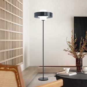 Fabas Luce Loto vloerlamp, zwart, hoogte 170 cm, glas, voetdimmer, E27