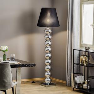 Argon Vloerlamp Fulda, zwarte kap, voet chroom