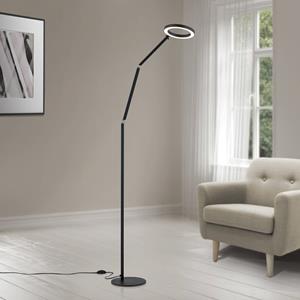 Orion LED vloerlamp Ringo, zwart, metaal, verstelbaar, dimbaar