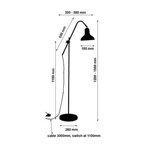 Busch Vloerlamp Winston, kap zwart/wit