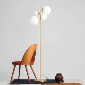 ALDEX Vloerlamp Joel, messing/wit, 4-lamps