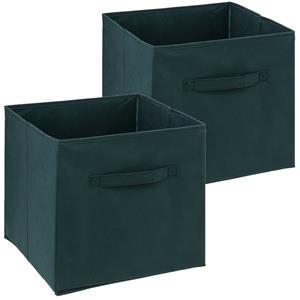 5five Opbergmand/kastmandje - 2x - Smaragd groen - 31 x 31 x 31 cm - 29 liter - Vakkenkast manden - Stof -