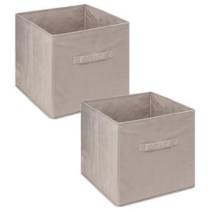 5five Opbergmand/kastmandje - 2x stuks - Beige - 31 x 31 x 31 cm - 29 liter - Vakkenkast manden - Stof -