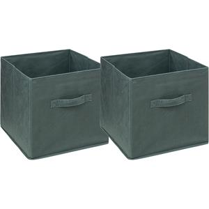 5five Opbergmand/kastmandje - 2x stuks - Olijfgroen - 31 x 31 x 31 cm - 29 liter - Vakkenkast manden - Sto -